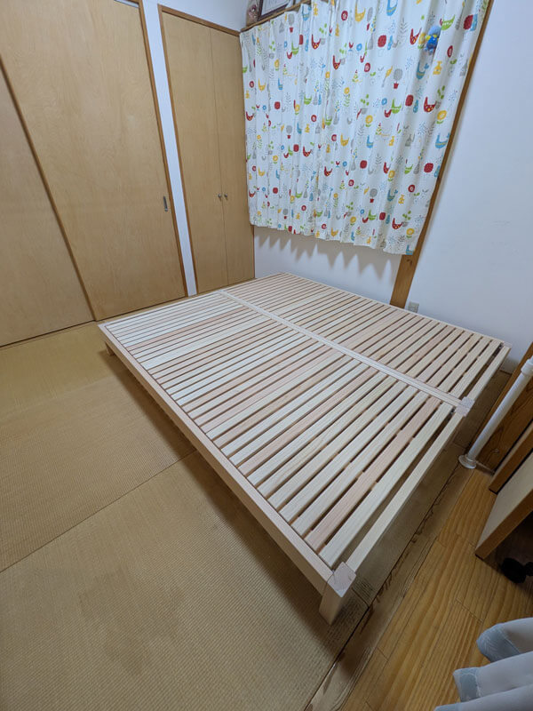 画像 サイズオーダーで製作したひのきベッド|シングル・セミシングルの2台連結例2508021