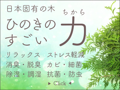 リラックス・消臭・カビ予防・調湿　ひのきのすごい力