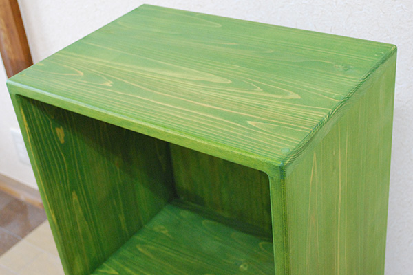 無垢ひのきカラーボックス緑色　グリーン