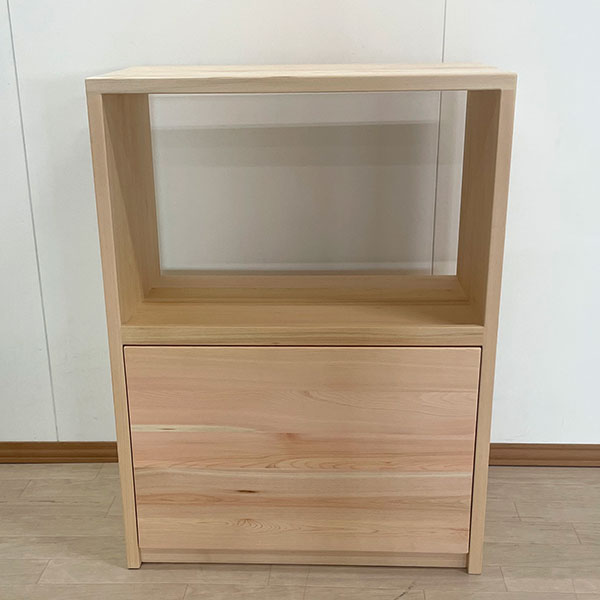 無垢ひのきオーダーレンジ台　幅70cm　収納引き出し付き　2404013