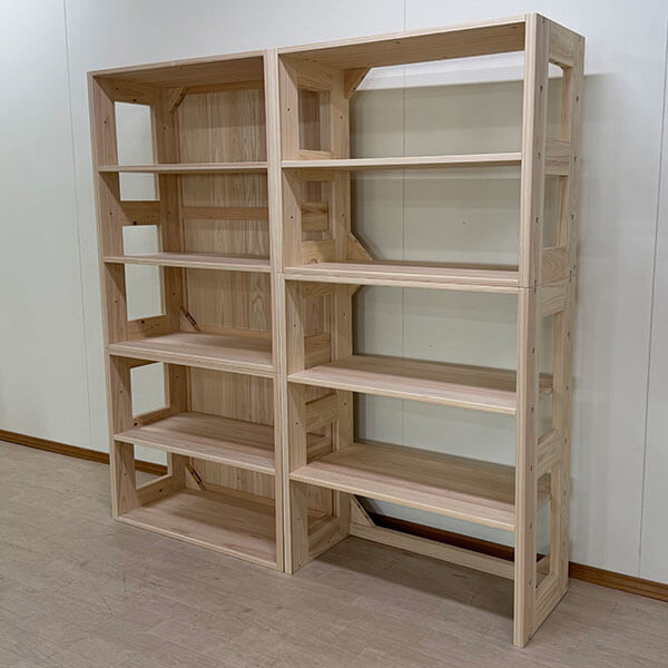 国産ひのきラックハンガーポール付き奥行40cm　背板付2502014