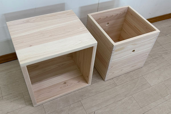 ひのきのカラーボックス35cmと収納ボックスの2点セット2504037