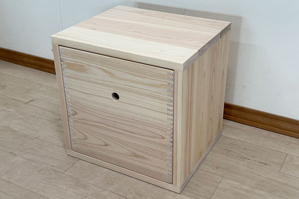 ひのきのカラーボックス35cmと収納ボックスの2点セット2504037