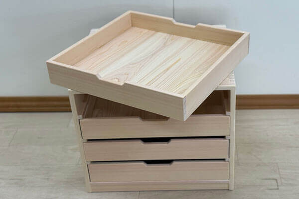 ひのき材で製作した書類収納箱｜両面から使えるシンプルな書類箱 2508033