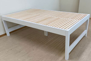 収納力アップ高さ60cmのシンプルなヒノキベッド（セミダブル）白塗りつぶし2502029