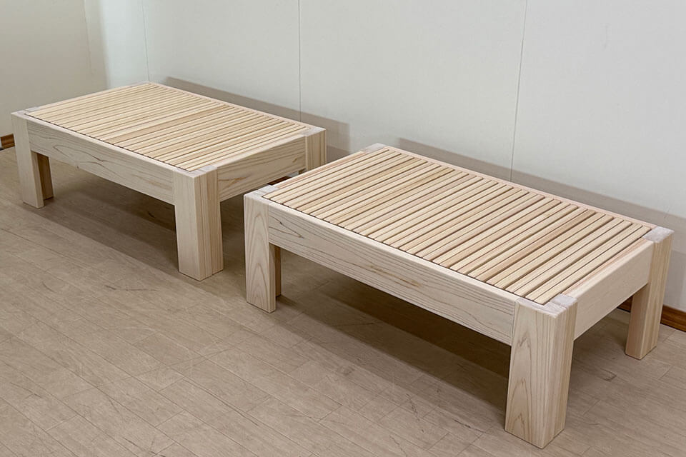 ヒノキ・ワークス伸縮ベッド　ハーフサイズ